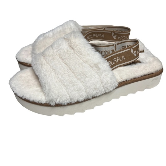 NWOT Koolaburra by Ugg Cream Fuzz II Slip on Sandals 10 - Picture 2 of 7